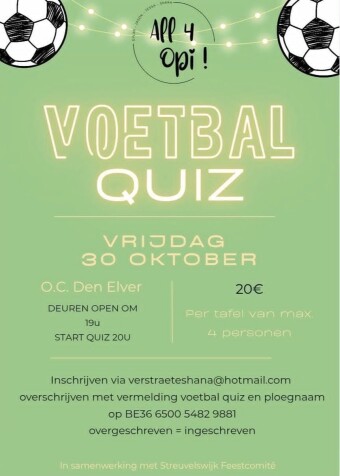 Affiche ⚽ VOETBALQUIZ – T.V.V. DE KOM OP TEGEN KANKER RUN ❤️