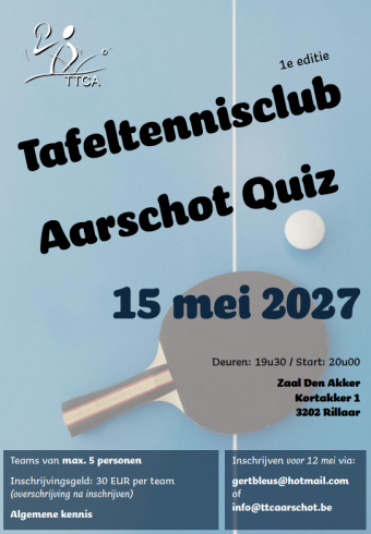 Affiche Tafeltennisclub Aarschot Quiz