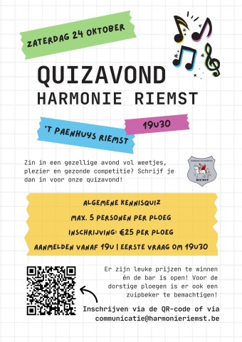 Affiche Quizavond Harmonie Riemst