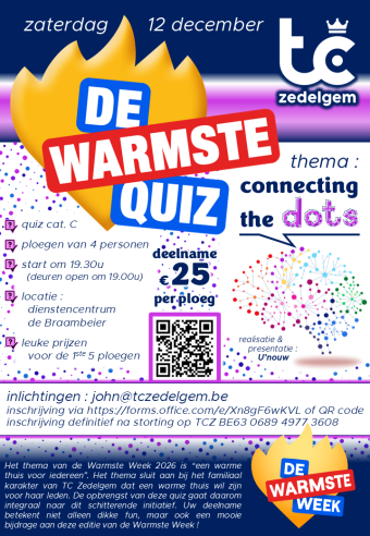 Affiche De Warmste Quiz TC Zedelgem "Connecting The Dots"