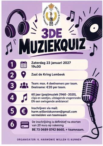 Affiche 3de Muziekquiz (1960-2020)