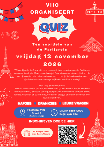 Affiche Quiz ten voordele van de Parijsreis