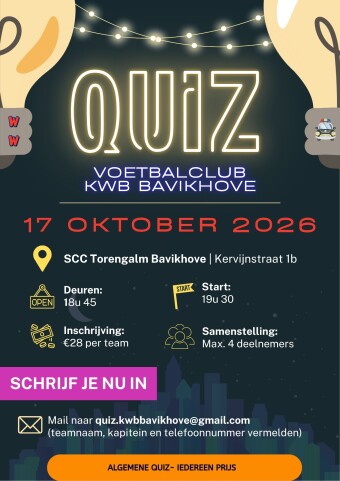 Affiche Voetbalclub Bavikhove Quizavond